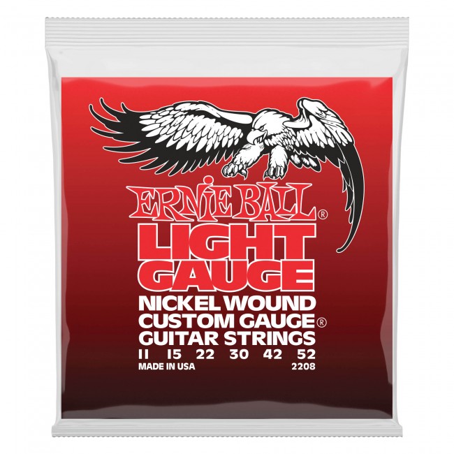 ERNIE BALL P02208 | Cuerdas para Guitarra Eléctrica Light Gauge Nickel Wound Calires 11-52