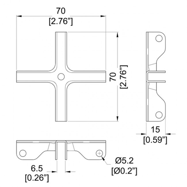 Penn Elcom B1640 | Soporte Separador con 4 Puntas para Paneles de 6.5mm